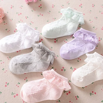 

Baby Girls Eyelet Lace Flower Ankle Short Socks Newborn Infant Toddlers Cotton