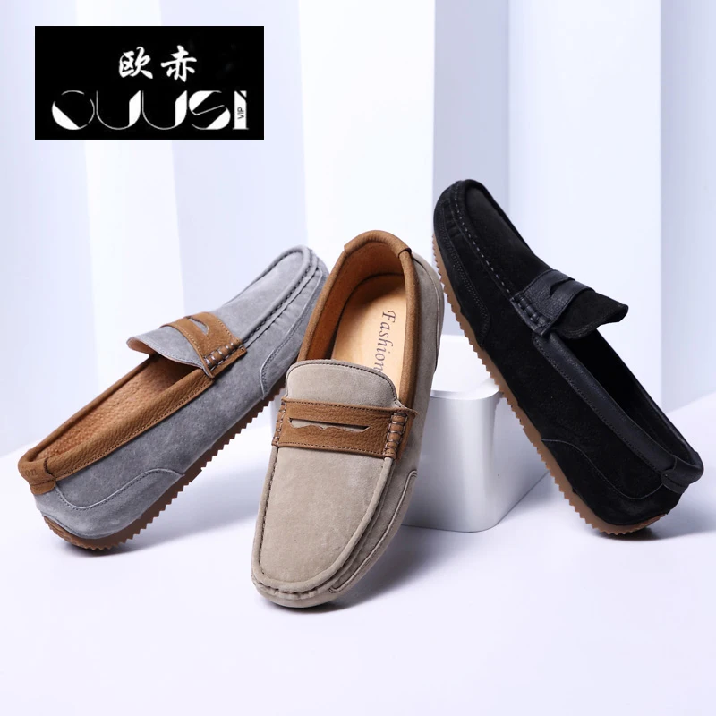 Redonda Dos Couro Homens Ervilhas Maré 2019 Cabeça Sapatos gray Pé Coreana Versão Nova black Preguiçoso Primavera Um De Inglaterra Casuais Do Selvagem Khaki SS84q0