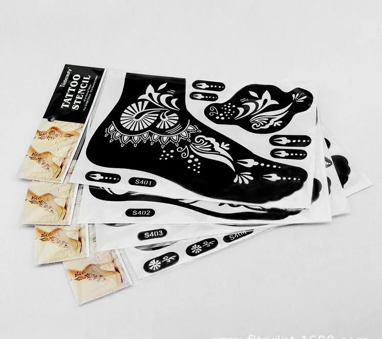 2 шт. Новая коллекция временные повторного использования татуировки трафарета Хна тату паста шаблон ног картина Книги по искусству для левой и правой ноги