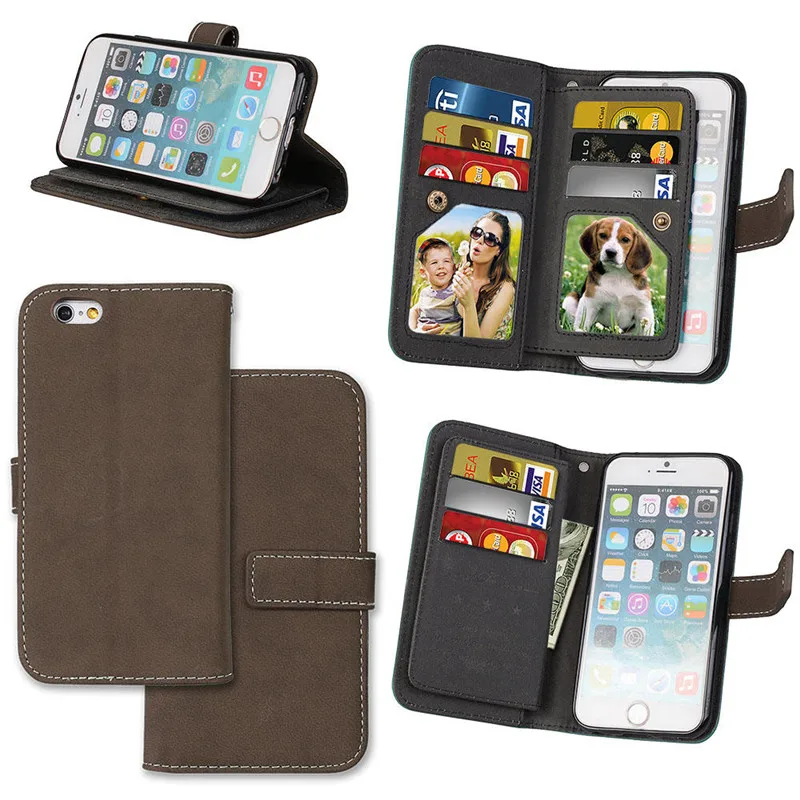 For Apple iPhone 6 Case Luxury leather Flip cover sFor iPhone 6S Multifunction Nine cards Wallet Protective phone bag for iphone6 case cover35