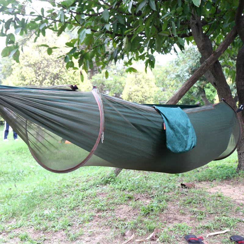  Portable High Strength Parachute Fabric Camping Hammock Hanging Bed With Mosquito Net Sleeping Hamm