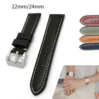 

DICTAC Leather Watch Strap Fashion Casual Silver Buckle Replacement Wrist Strap Quick Release Watchband For Men Women 22/24MM
