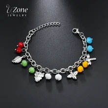 UZone серебряный браслет из нержавеющей стали для женщин счастливый листок/Сова/Пчела/Стрекоза серьги ручной работы браслет Pulsera