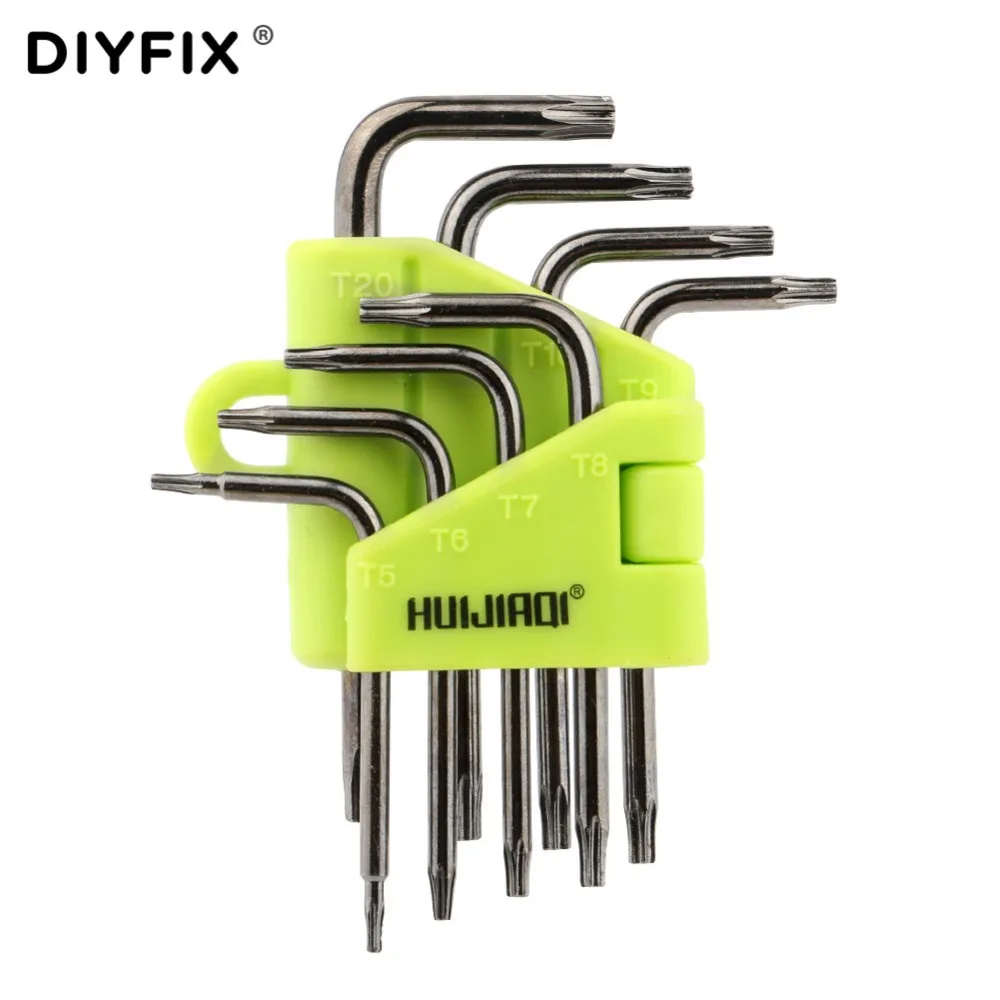 

DIYFIX Portable Torx Key Star Wrench Screwdriver Kit T5 T6 T7 T8 T9 T10 T15 T20 for Macbook/Xbox one/PS4/HDD Repair Tools Kit