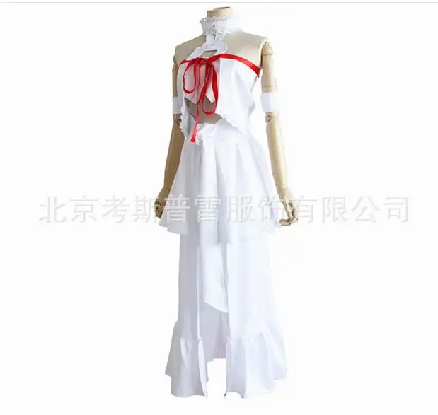 YuuKi костюм Asuna для косплея (костюмированных игр) Аниме SAO белое платье меч