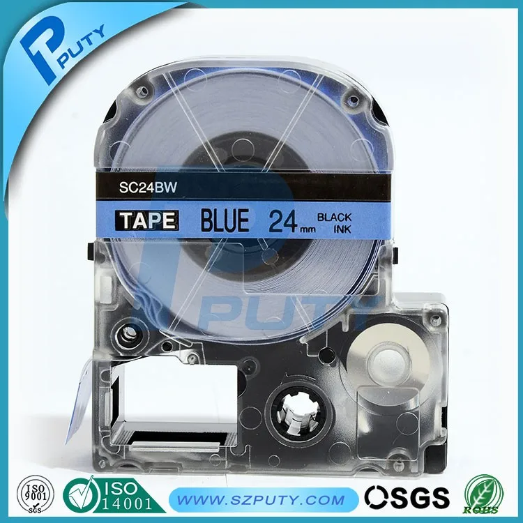 

12pcs mix colors LC-6LBP/SC24BW 24mm Black on Blue label tape for LW-600P, LW-700 and LW-1000P