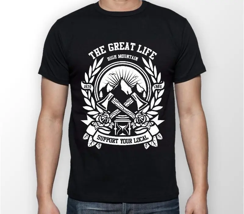 Axe Mountain Support Local Great Lift Vintage Black Tshirt Mens Womens Unisex Cool Casual pride t shirt men New Fashion | Мужская одежда