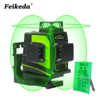 

12 Lines 3D Cross Line Laser Level Self-Leveling 3 x 360 Degree Vertical & Horizontal Cross Green Laser Beam Line USB Charging