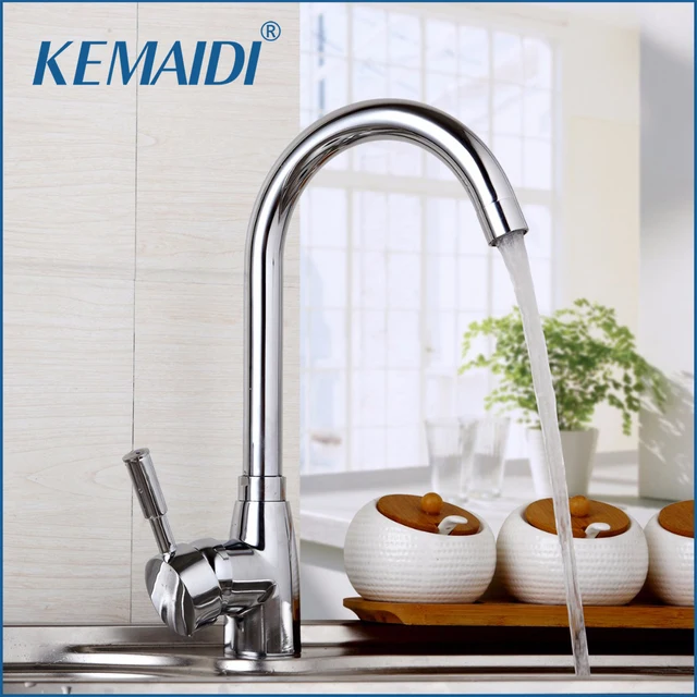 Cheap RU Free Shipping New Arrival Polished Chrome Brass Kitchen Faucet Single Handle Water Mixer Tap Deck Mounted Torneira Cozinha