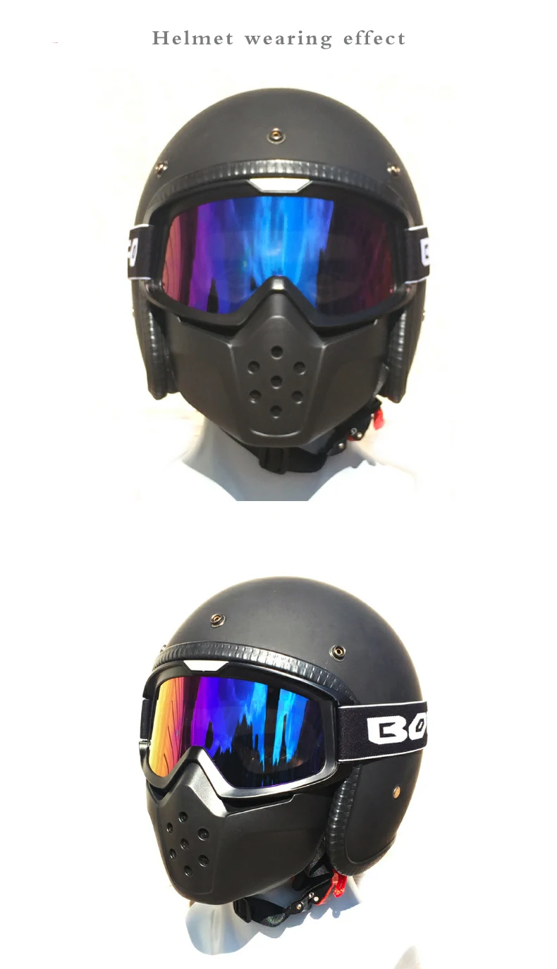 Хит, винтажная маска для лица на мотоциклетном шлеме акулы, съемный фильтр для рта, очки для мотокросса, ветрозащитные шлемы Harley с открытым лицом