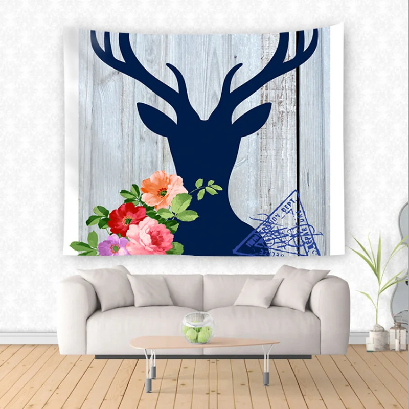 

Sika Deer Fabric Decorative Wall Hanging Tapestry Multi Pattern Decor Polyester Curtain Table Cover Home Beach Picnic Usage