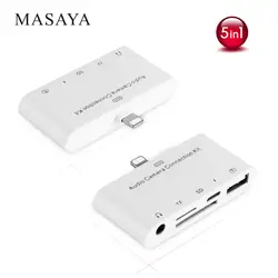 MASAYA 3X5 в 1 для Lightning аудио камера Соединительный комплект камера Reader адаптер TF/SD Card Reader 3,5 AUX для iPhone 6 7 8