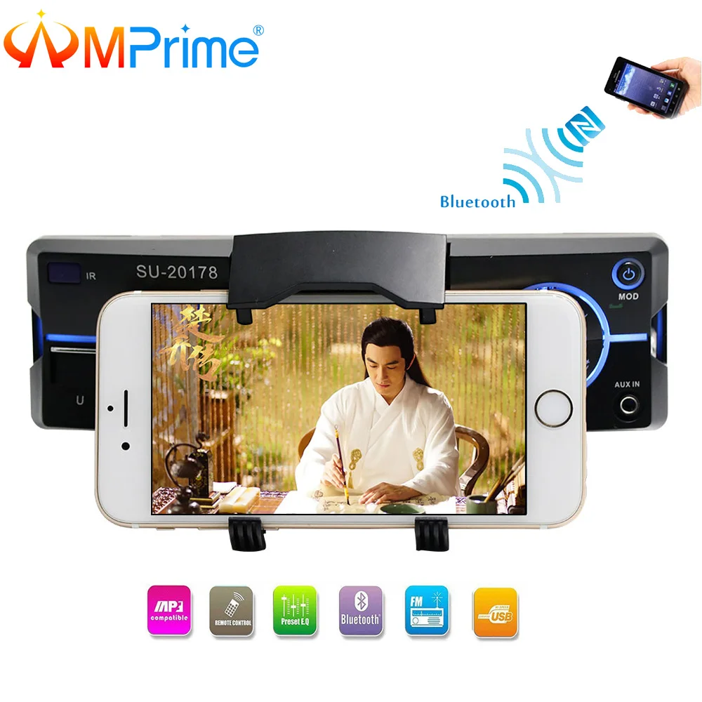

AMPrime 1 Din Car Radio MP3 Player Car Audio Stereo Bluetooth Stereo Radio 12V FM AUX Handsfree Calling In-Dash Autoradio