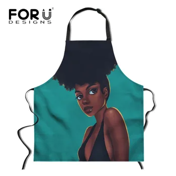 

FORUDESIGNS African Women Pattern Cooking Aprons for Female Ladies Long Sleeveless Femme Kitchen Chef Baking Apron Home