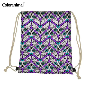 

Coloranimal Sugar Skull Sphynx Cat Print Women Men Drawstring Bag Children Mochilas Mini Backpack Gym Sack String Daily Bagpack