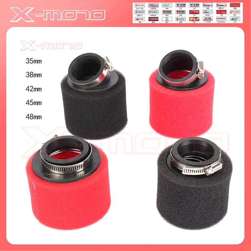 

35mm 38mm 42mm 45mm 48mm Red black Neck Foam Air Filter Sponge Cleaner Moped Scooter Dirt Pit Bike Motorcycle BLACK Kayo BSE