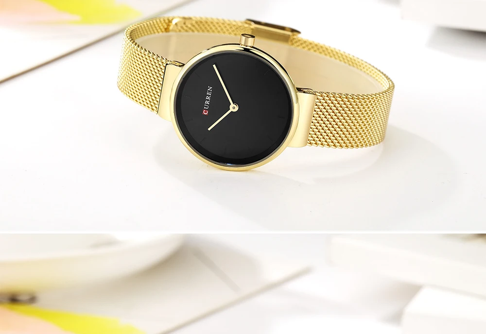 Ladies Dress Mesh Bracelet Watches with Stainless Steel CURREN Simple Fashion Quartz Wristwatch Women Clock Female Montre femme