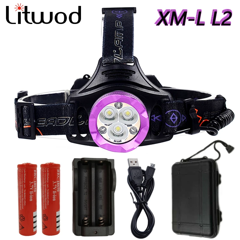 

Litwod Led Headlamp Headlight Aluminum 12000LM 3x XM-L2+3xCOB Head Lamp lighting Light Flashlight Torch Lantern camping z307307