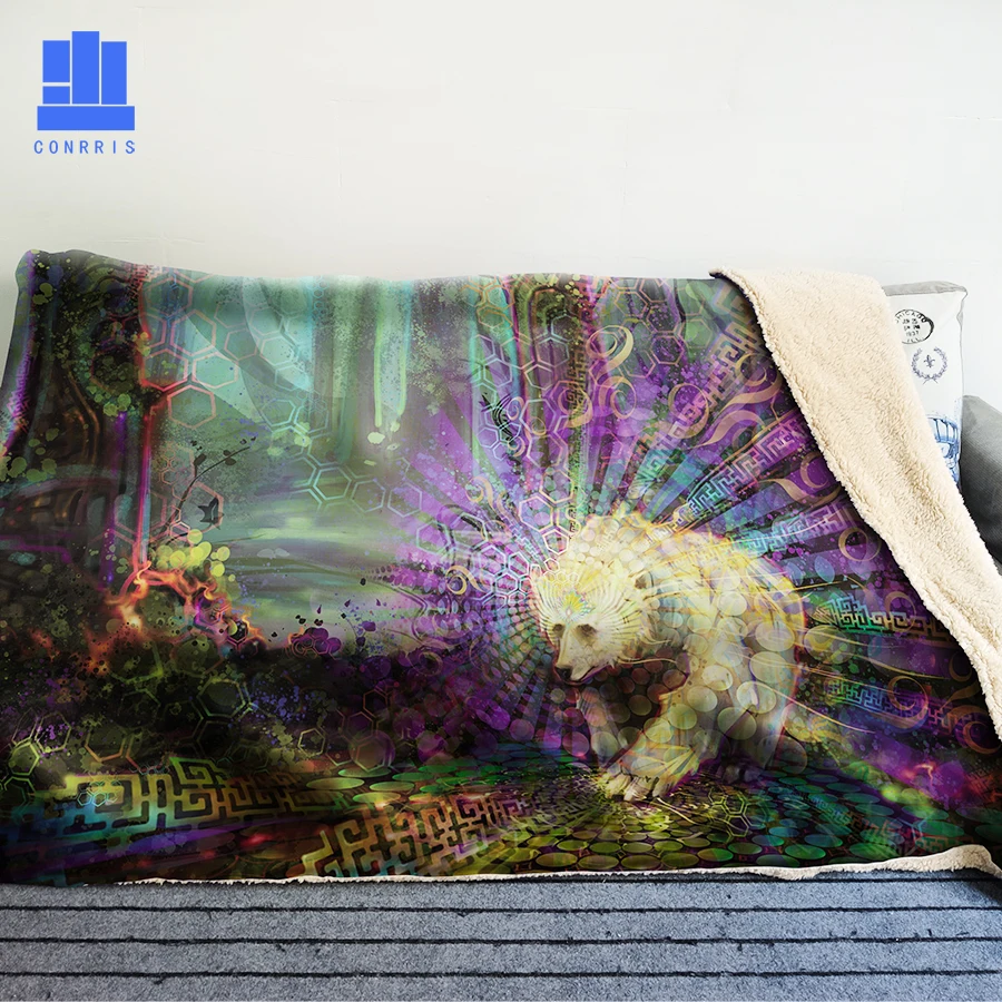 

GNORRIS Oversized Famil Lambskin 3D Print Super Soft Warm Throw Blanket Forest bear Sofa Lazy Bedding Blanket Cloak