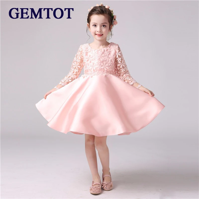 

2016 Autumn And Winter high-end European girls dress baby girl embroidered princess dress kids girls cotton ribbons dress