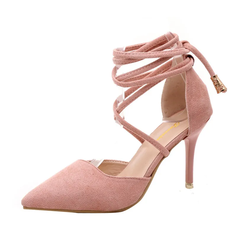 

2017 High Heels Sandals Women Summer Gladiator Women Sandals Ankle Strap High Heels Shallow Tied Shoes sandalias mujer #6051401