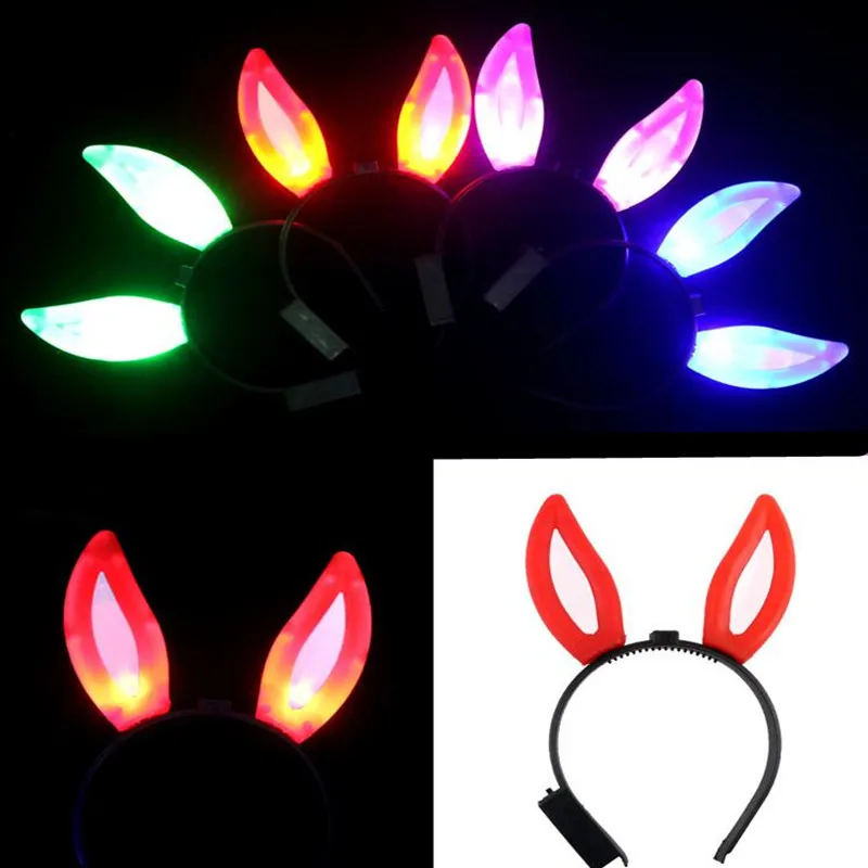 Bunny Ears Led Light Glowing Headband Rabbit Cosplay Flash Props 