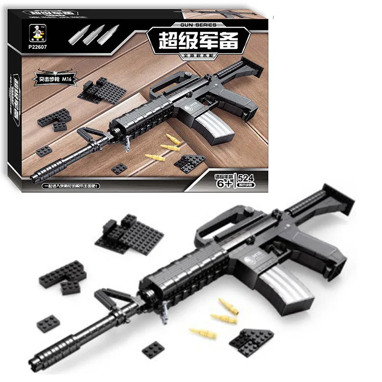 

Military Firearms Model Series Submachine Gun P22706 Rifle M16 524PCS Building Kit Blocks Toys Gift Compatible Lepin LegoINGs