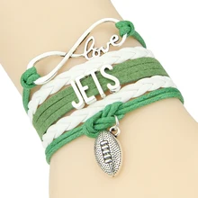 Бесконечная любовь браслет с надписью jets Спорт Футбольная команда Шарм Воск Кожа обертывание мужской браслет и браслеты для женщин ювелирные изделия