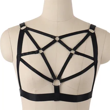 

Chest Harness Body Harness Hollow Out Cage Harness Belt Adjust Sexy Bondage Lingerie Costume Dance Top Halter Black