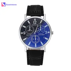 Мужские модные деловые наручные часы мягкие аналог искусственной кожи Blu-Ray Роскошные знаменитые мужские часы кварцевые наручные часы Relogio