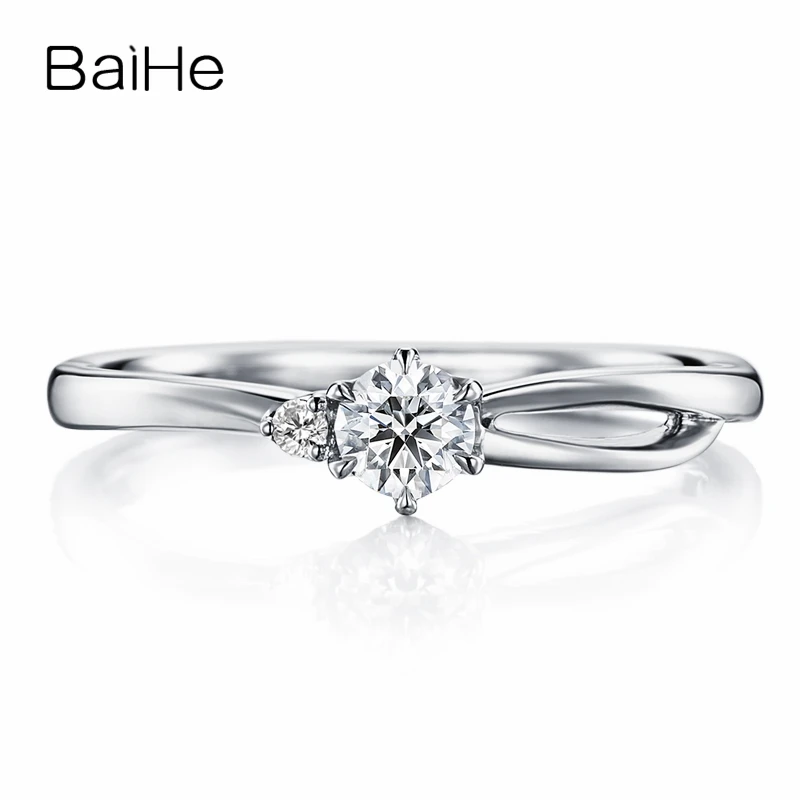 

BAIHE Solid 18K White Gold 0.20CT FG/SI Natural Diamond Ring Women Men Wedding Trendy Fine Jewelry Anel Diamante Anillo diamante