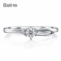 BAIHE Solid 18 К белого золота 0.20CT сертифицированных FG/SI круглый 100% натуральная природных алмазов свадебный Для женщин Мода тонкой подарок