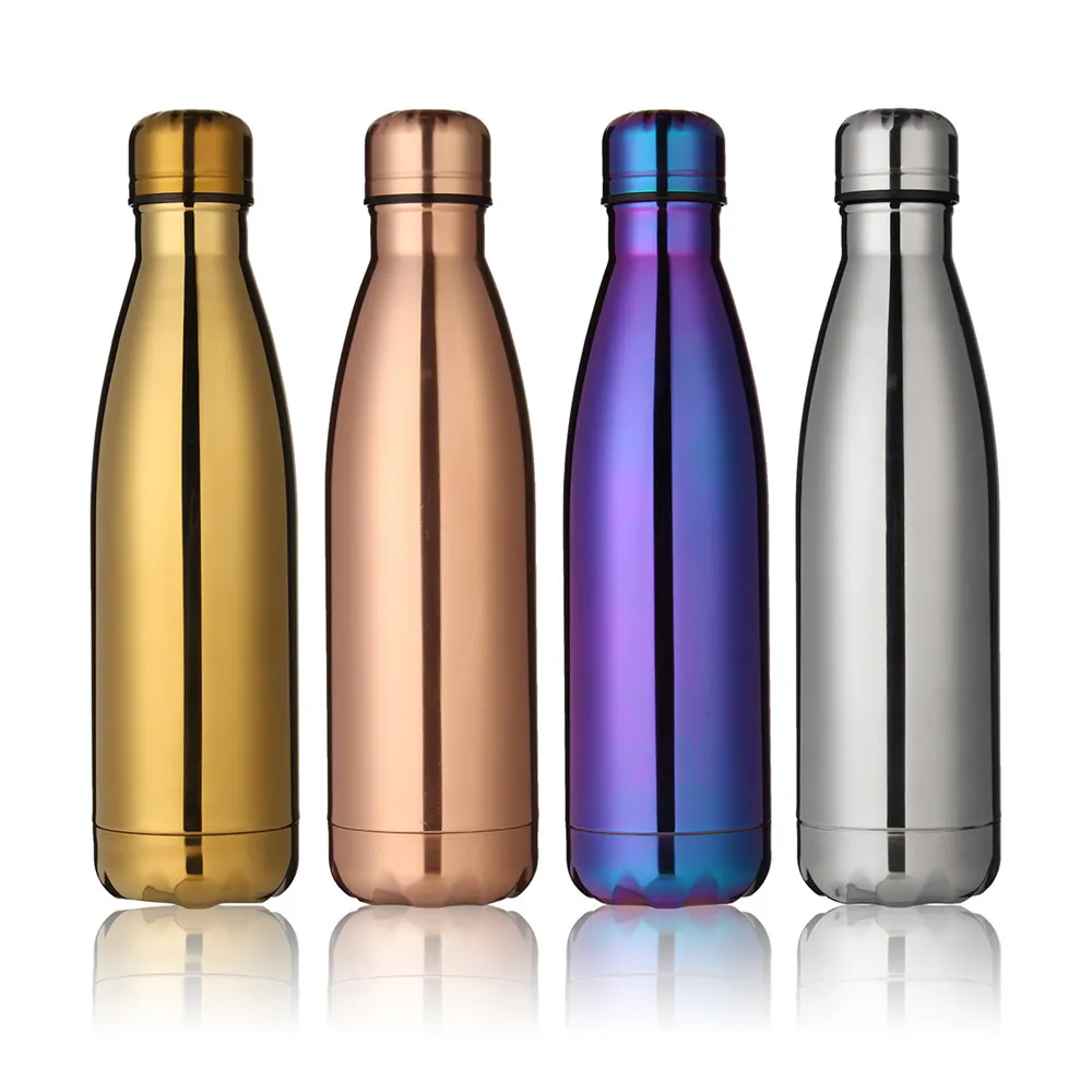 

BPA Free Water Bottle 500ml Rose Gold Thermos Sport Vacuum Flask Stainless Steel Bright Insulated Fruit Milk Drink Bottle