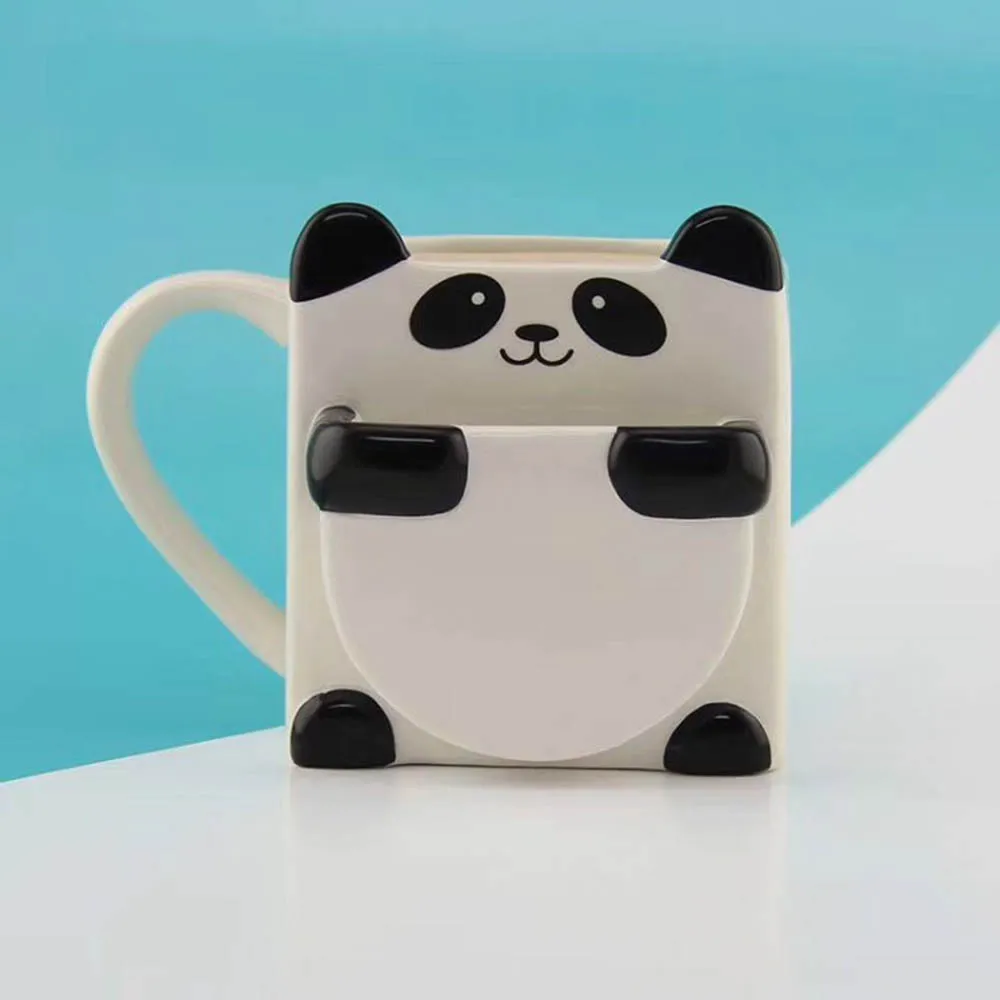 

1 Pcs 3D panda coffee mugs double biscuits ceramic tea cups creative drinkware Lovely panda mugs