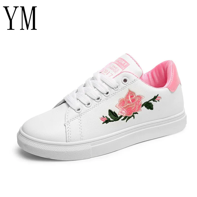 

Fashion Women's Shoes Small White Shoes Female Korean Version of Wild Rose Breathable Female Casual Shoes Lace Up Flats Shoes