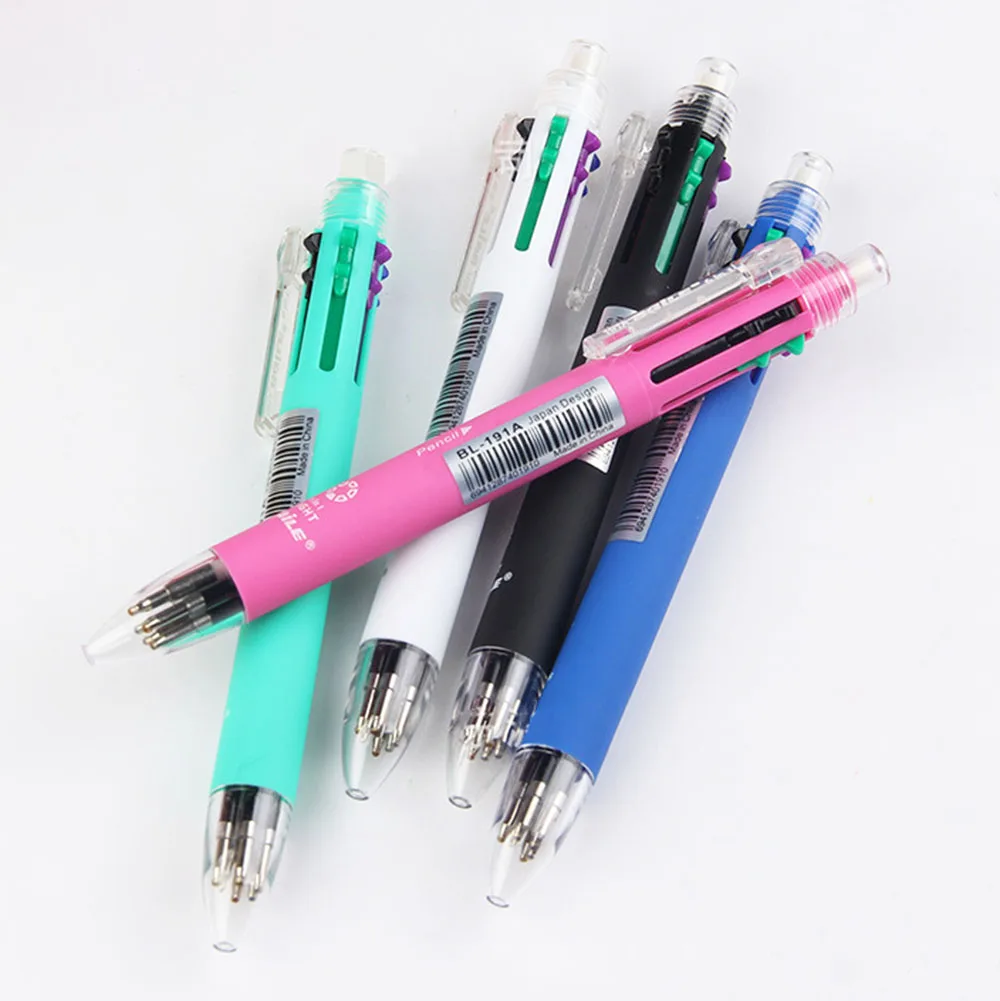 6 в 1 многоцветная шариковая ручка включает 5 Цвета Шариковая ручка 1 Автоматическая Кончик карандаша ластик для маркировки для письма для