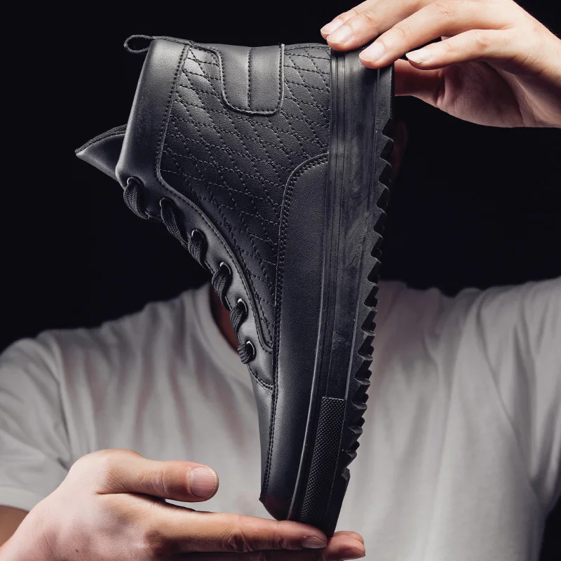 

High Top Leather Walking Shoes Men Autumn Ankle Sports Shoes for Male Skid-proof Outdoor Walk Sneakers Lace-Up zapatillas hombre