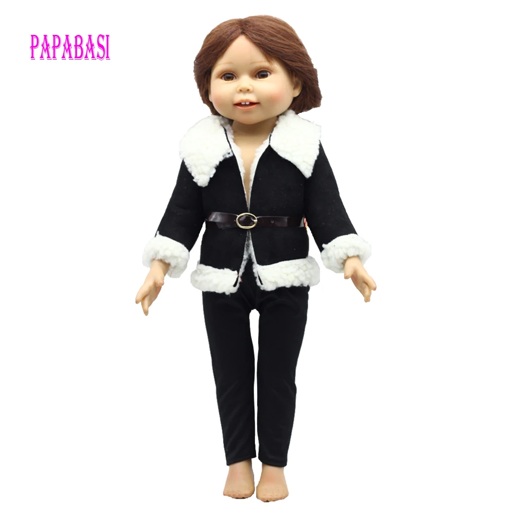Fashion Brown Dolls Clothes Woolen coat + Belt for 18" 45CM Girl Doll Coat as for 43cm baby dolls Clothes