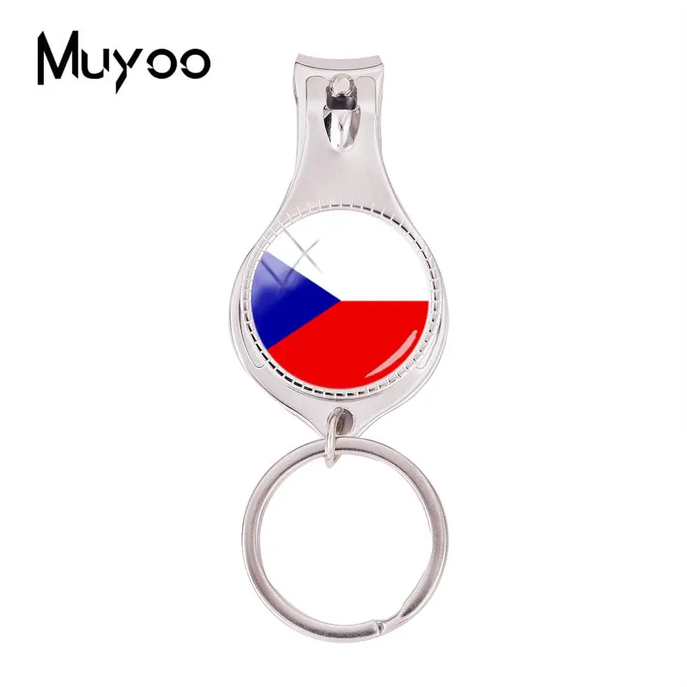 

2018 Fashion Czech Flag Multifunctional Keychain Glass Photo Nail Clipper Keyring Silver Hand Craft Jewelry Nail Clippers