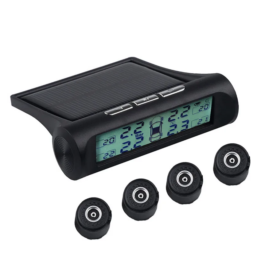 Automatically sleep Solar Tire pressure alarm tool Digital USB tire pressure monitoring system real time auto tyre temerature1
