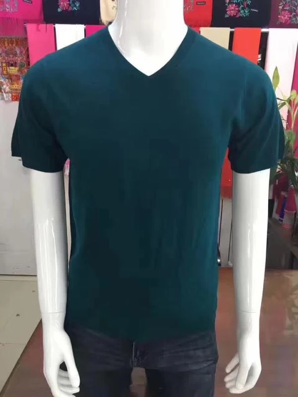 Мужской тонкий свитер с коротким рукавом и V образным вырезом 170/84A 185/96A|cashmere men|sweater