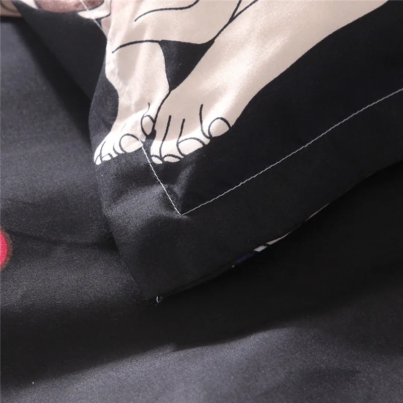 Черный с принтованным Мопсом, комплекты постельного белья в форме сердца собака Постельное белье 2/3 шт. набор кровать двуспальная queen Стёганое одеяло, покрывало на кровать, белье постельно