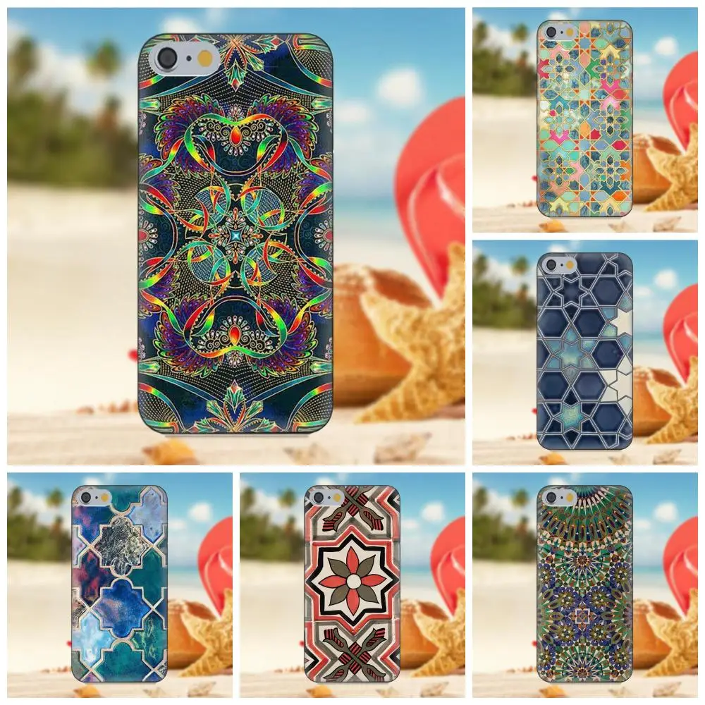 

Oedmeb Moroccan Tile Pattern Soft Bags Cases For iPhone 4S 5S 5C SE 6S 7 8 Plus X Galaxy Note 5 6 8 S9+ Grand Core Prime Alpha