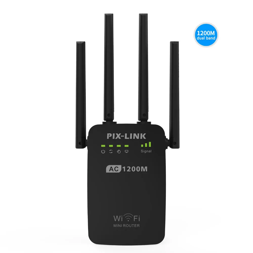 

PIXLINK AC1200 WIFI Repeater/Router/Access point AP Wireless Range Extender wifi signal amplifier with External Antennas