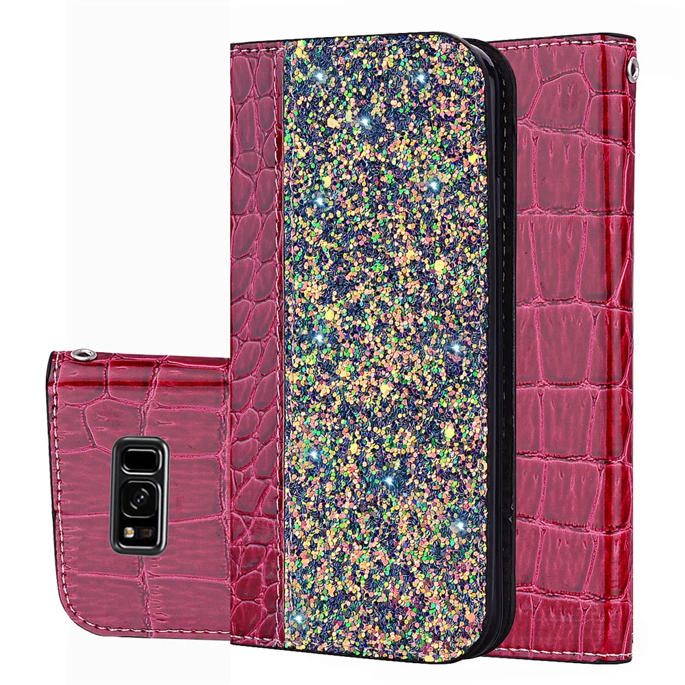 

Glitter Bling Case For Samsung Galaxy Note 10 Plus S10 5G S9 S8 S 10 S10E Leather Wallet Magnetic Flip Crocodile Skin Case Cover