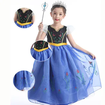 

2019 New Fancy 2-10y Baby Girl Princess Dress Cosplay Elza Costume Halloween Princess Dress Christmas Party Girl Dress Up Dress