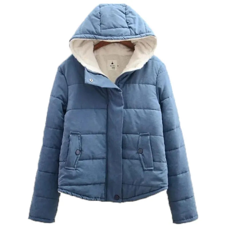 

Autumn And  Winter Fashion Women's Pure Short Lamb Wool Coat Mori Hooded Cotton Suede Clothing Female Bag The Peach Pink Feather