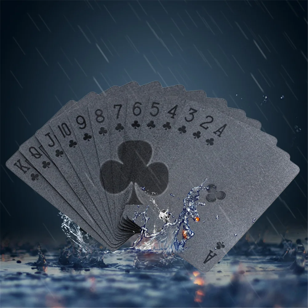 

Waterproof Black Plastic Playing Cards Collection Black Diamond Poker Cards Creative Gift Standard Playing for Table Games 54pc