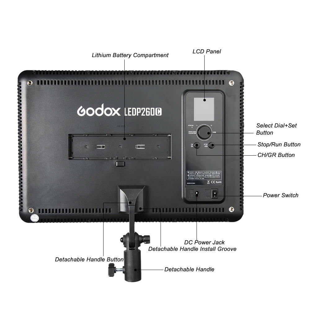 Godox LEDP-260C Portable Dimmable 260 LED Video Light with Adjustable Color Temperature 3300K-5600K for DSLR Camera Camcorder (8)