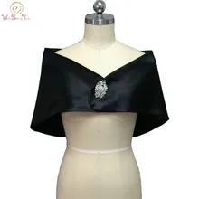 Walk рядом с вами черное Болеро женская накидка эластичная атласная Свадебная накидка вечерняя Вечеринка болеро с брошью Свадебный жакет Индивидуальный размер